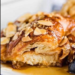 Parisian Almond Croissant French Toast W/Almond Butter Syrup