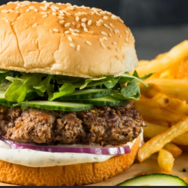 Mediterranean Lamb Burger.