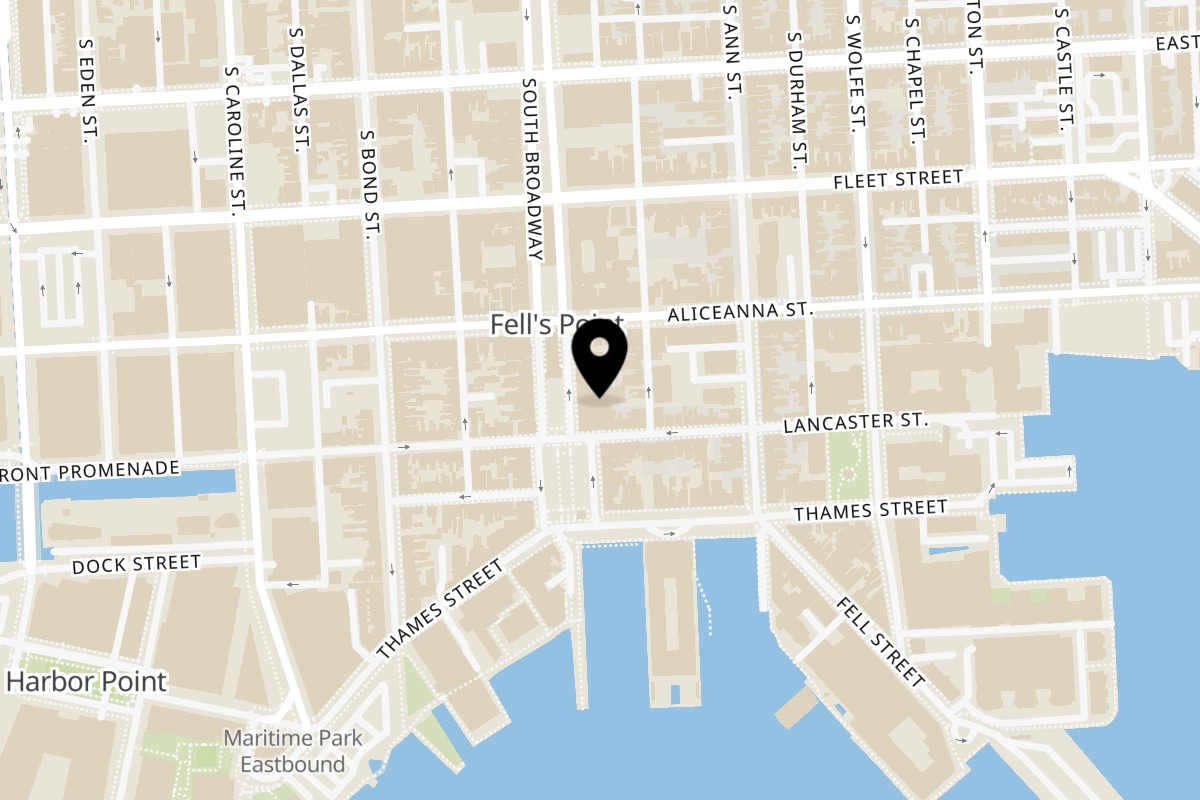 Map showing the location of Twist Fells Point on 723 S Broadway in Baltimore